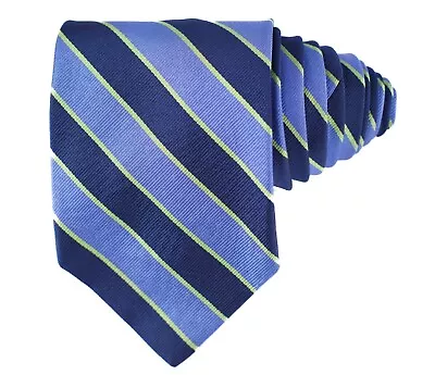 J Crew Men's Repp Neck Tie 100% Silk Blue Navy Striped Made In Italy 3.75” X 60” • $12.50