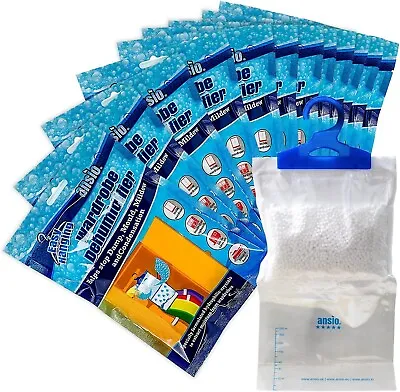 ANSIO Wardrobe Dehumidifier Hanging Bags Pack Of 12 210g Each • £11.97