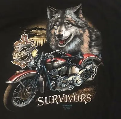 Vintage 1980s 3D Emblem Harley Davidson Survivors T-Shirt Wolf Wisconsin Medium • $113.60