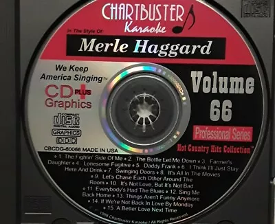 MERLE HAGGARD Karaoke CD 15 Songs VOL. 66 Chartbuster 1998 Bottle Let Me Down • $12