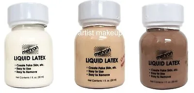 Mehron Liquid Latex Flesh Costume Makeup Clear | Light Flesh | Dark Flesh • $9.95