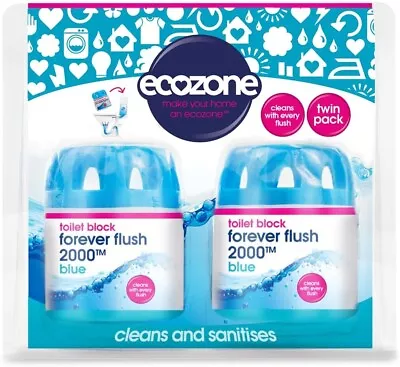 Ecozone Forever Flush 2000 Blue Toilet Blocks Cistern Capsules Clea (Set Of2) • £13