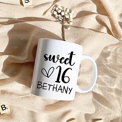 Personalised Sweet 16th Bithday Gifts For Girl Daughter Photo Mug Coffee Cup • £8.99