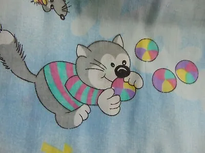 $7.50 • Buy Cat & Mouse Cotton Fabric 80's Vintage 2 Yards New