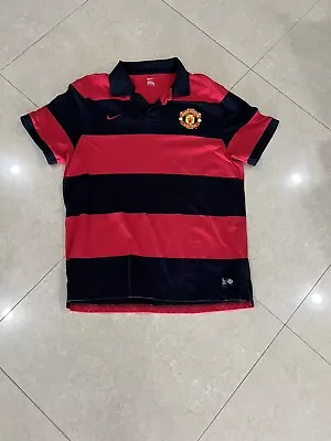 Manchester United Football Club Red Black Striped Polo Soccer Shirt Size 2XL • $25