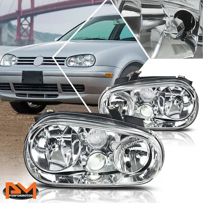 For 99-06 Volkswagen Golf/Cabrio Chrome Housing Headlight W/Projector Fog Lamp • $101.89