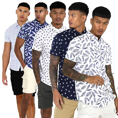 Men Brave Soul Cotton Shirt All Over Print Short Sleeved Beach Party Shirt • £18.99