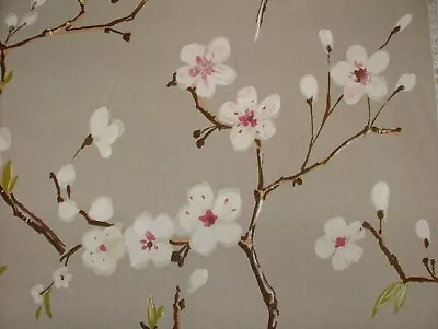13 Metres Japanese Cherry Blossom Tree Cotton Fabric Curtain Blinds Upholstery • £2.99