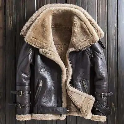 Men's B3 Bomber Sheepskin Leather Jacket | Handmade Shearling Leather Jacket • $306.90