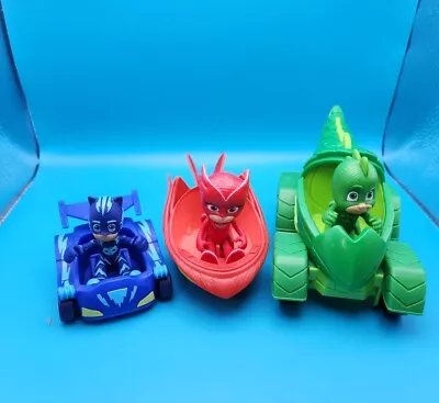 Disney PJ Masks Toy 3 Figures & 3 Vehicles Lot Lizard Owl Cat • $11.19