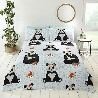 Panda Cute Duvet Quilt Cover Bedding Set Single Double King • £13.45