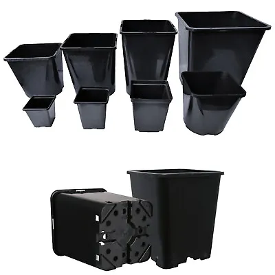 £6.46 • Buy Square Plant Pots Strong Black Reusable Gardening Flower Seed Grow Plastic Pot
