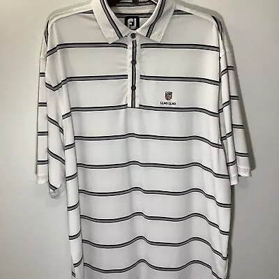 Footjoy Mens White & Black Striped Short Sleeve Golf Polo Shirt Size Xl • $9.98