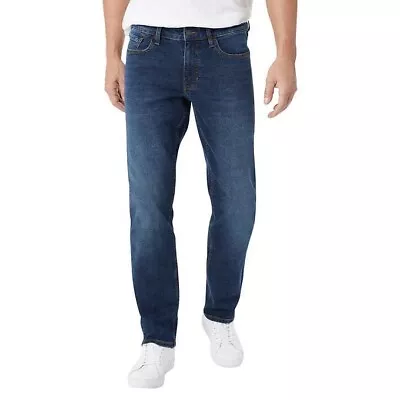 Izod Jeans Men 38x30 Straight Fit Comfort Stretch Sits Below Waist Medium Blue • $19.99