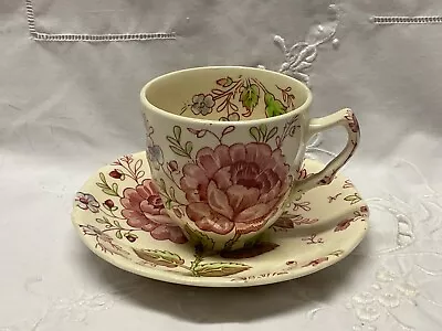 Johnson Brothers ROSE CHINTZ DEMITASSE CUP & SAUCER SET RED STAMP • $7.99