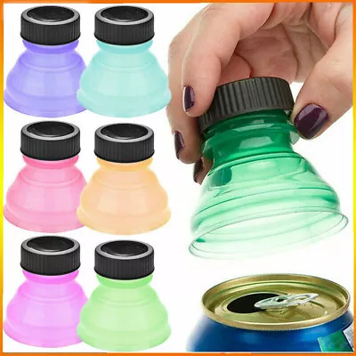 6Pcs Plastic Drinking Bottle Caps Can Convert Soda Savers Toppers Reusable Tops • £5.27