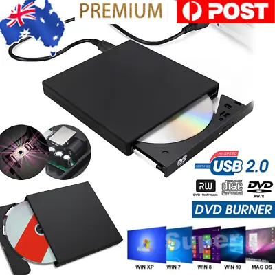 2024 External DVD Drive USB 2.0 Laptop PC Portable Optical Reader • $20.49