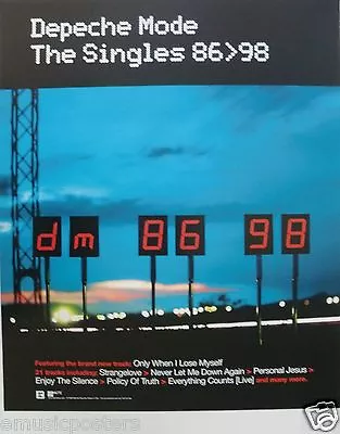 DEPECHE MODE  THE SINGLES 86 - 98  U.S. PROMO POSTER - 80's New Wave Music • $37.85