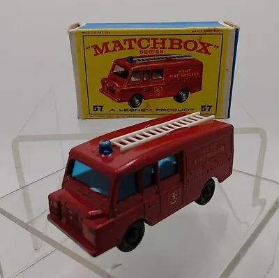 Vtg. 1966 Matchbox/Lesney 57C; Land Rover Fire Truck;'Kent Fire Brigade' 1/64... • $59.99