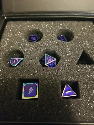 Polyhedral Metal 7Pc Dice Purple-Blue/Iridescent; DnDRoleplaying FREE SHIPPING • $15.99