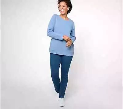 Denim & Co. Active Lush Lined Jersey Crew Neck Pullover Choose Size & Color • $24.99