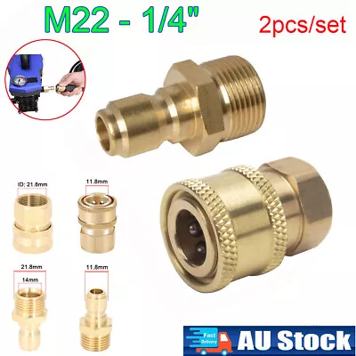 1/4  M22 Brass Pressure Washer Quick Release Connect Fitting Coupling Adapter ~ • $13.29