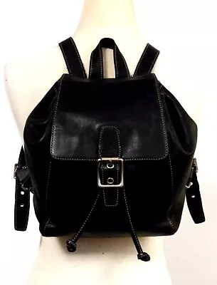 Vintage COACH Black Leather Legacy 9569 Drawstring Magnetic Snap Backpack • $84