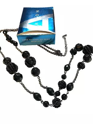 Avon Nos New Old Stock Long Faceted Jet Bead Necklace 40 Inches • $5.95