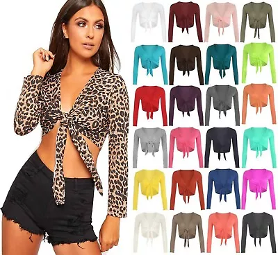 £5.95 • Buy New Ladies Front Tie Up Cropped Bolero Shrug Womens Wrap Open Cardigan Top 6-14
