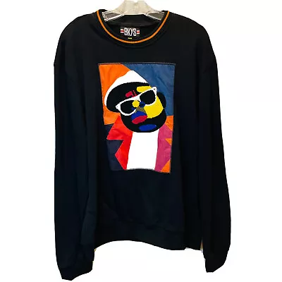 BKYS Notorious Biggie Smalls Textured Patchwork Sweatshirt Mens 3XL Black NWT • $85