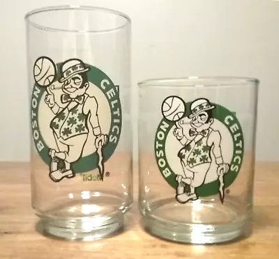 1986 BOSTON CELTICS Championship BANNERS Mobil 6  & 4  Glasses BIRD PARISH McHAL • $27.89