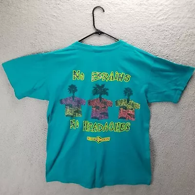 GOTCHA Surfboards Shirt L Neon 80's NO Brains No Headache Teal Vintage Surfing • $59.99