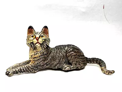 Vienna Bronze Cat Lying Down And Looking Up • $145