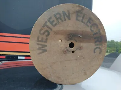 VINTAGE Western Electric 18  Dia. Wood Wooden Wire Cable SPOOL • $69