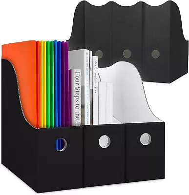 Black Magazine File Holder (6 Pack) - Sturdy Cardboard Magazine Holder Folder O • $23.69