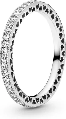 Sparkling Hearts Eternity Ring Band Sterling Silver Stamped S925 ALE Christmas • $28.79