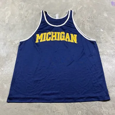 90s VTG MICHIGAN WOLVERINES Tank Top Mesh Jersey XL Basketball Muscle Gym Shirt • $15.99