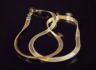 Italian 14K Gold Herringbone Chain Necklace With Dual Design • $699.99