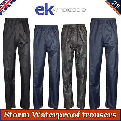 Men`s Women`s Waterproof Over Trousers Fishing Walking Rain Safety Work Wear • £12.91