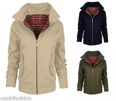 £12.99 • Buy Ladies Harrington Style Classic Vintage Retro 1970's Bomber Jacket Sizes 8 To 12