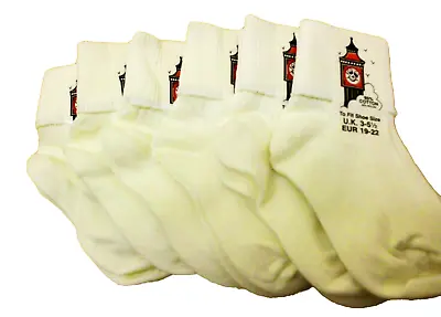 £4.50 • Buy  GIRLS SOCKS 6 Pairs Of TURN OVER TOP ANKLE. In CREAM. ALL SIZES. BUY BRITISH