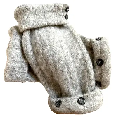 Fingerless Gloves Gray Cashmere Angora M - L Medium - Large Grey Mittens Women's • $32.98