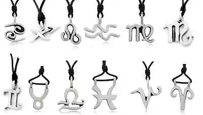 Astrology Necklace Pewter Silver Zodiac Horoscope Symbol Pendant Jewelry • $7.99