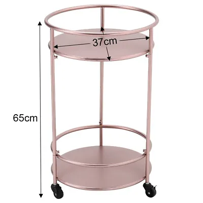 £59.95 • Buy 2 Tiers Drinks Trolley Rose Gold Art Deco Bar Cart Serving Table On Wheel