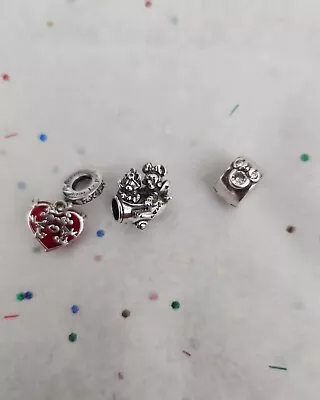  Pandora Charms Disney Mickey And Minnie Mouse Dangle Charm Love  New Lot Of 3 • $35