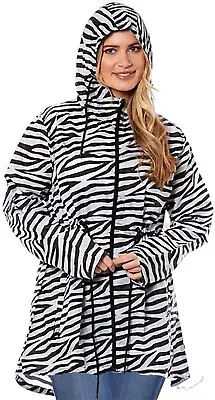 Ladies Zebra Fishtail Rain Mac Coat Festival Jacket Kagool Showerproof • £13.95