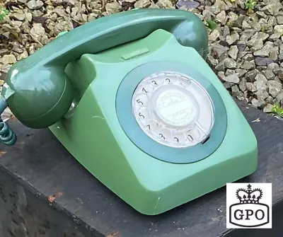 Vintage Phone GPO 746 Rotary Dial Telephone Two Tone Green Colour 1974 Working • £60
