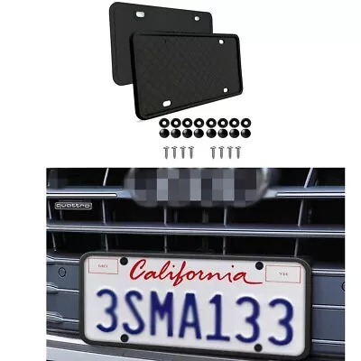 Black Silicone License Plate Frame Front & Rear Tag Slim Holder With Mount Screw • $25.85