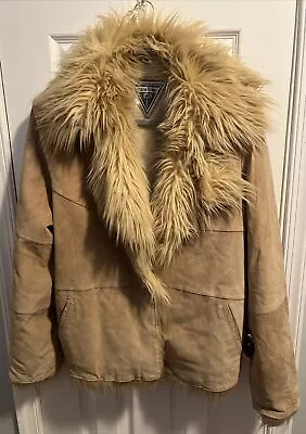 J Percy For Marvin Richards L Boho Jacket Leather Faux Fur Lined Bohemian Coat • $33.75