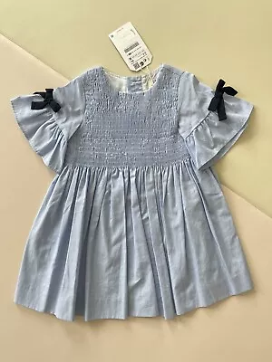 NWT Zara Toddler Girl Dress W/ Bows 2-3 Years (38.6 Inches) Light Blue • $35